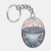 Vancouver City Canada Reizen Schilderij Sleutelhanger (Voorkant Links)