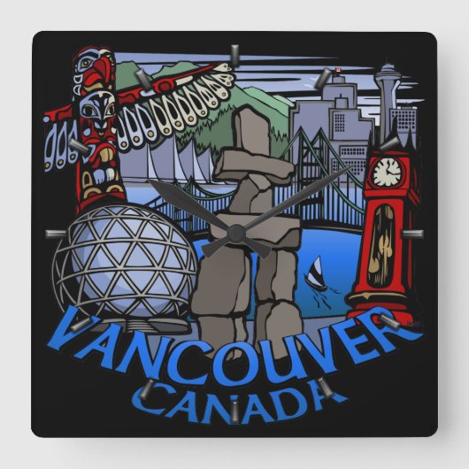 Vancouver Clock Gifts Decor First Nations Clock Vierkante Klok (Voorkant)