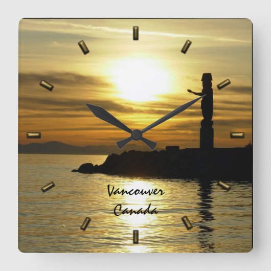 Vancouver Clock Gifts Totem Pole Vancouver Clock Vierkante Klok (Voorkant)