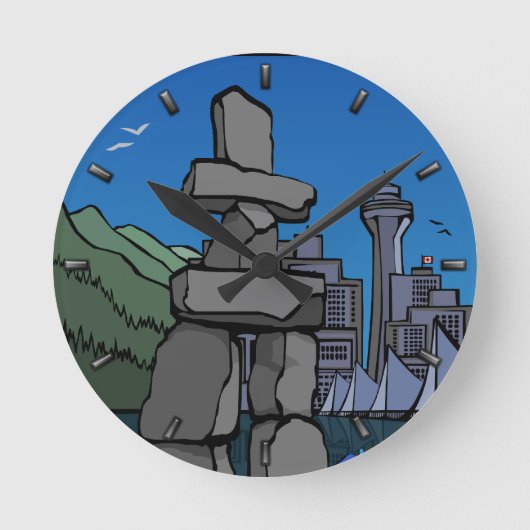 Vancouver Clock Gifts Vancouver Souvenir Clock Ronde Klok (Voorkant)