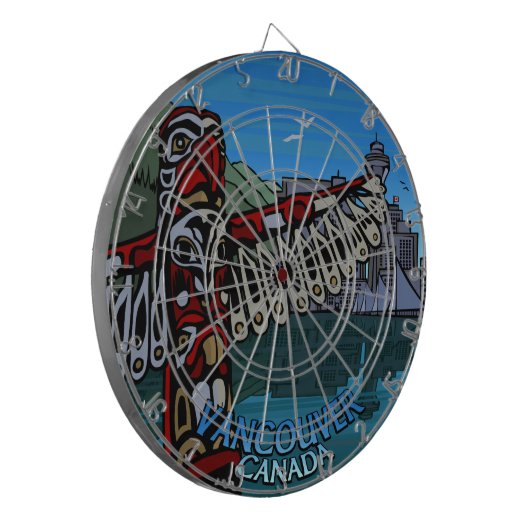 Vancouver Dartboard Totem Pole Souvenir Dartboard Dartbord (Voorkant Links)