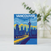 Vancouver Harbour Retro Silhouet Briefkaart (Staand voorkant)