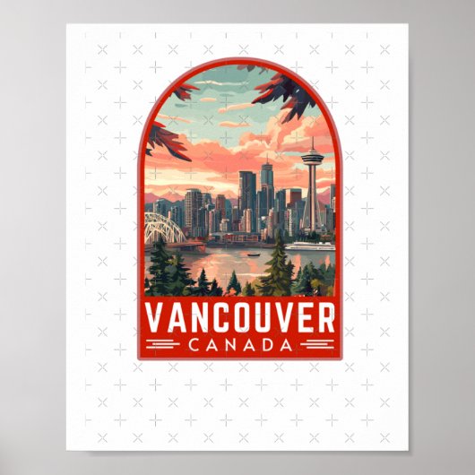 Vancouver in Canada Retro Vector Reis Kunst Emblee Poster (Voorkant)