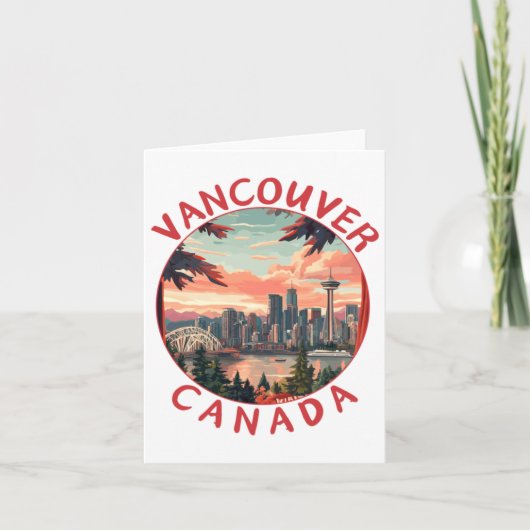 Vancouver in Canada Retro Vector Reis Kunst Landsc Kaart (Voorkant)