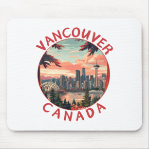Vancouver in Canada Retro Vector Reis Kunst Landsc Muismat