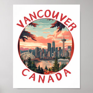 Vancouver in Canada Retro Vector Reis Kunst Landsc Poster