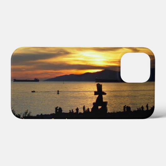 Vancouver iPhone Mini Hoesje Inukshuk Sunset Hoesj (Achterkant (horizontaal))
