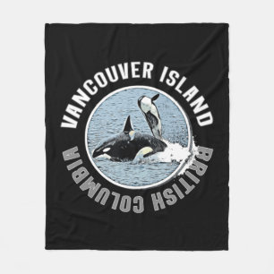 Vancouver Island BC Canada Orca Whales Adventure Fleece Deken