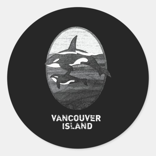 Vancouver Island BC Canada Orka Er Whale Ronde Sticker (Voorkant)
