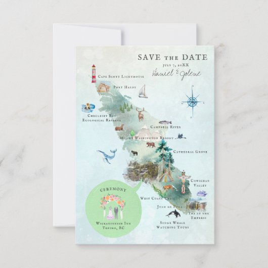 Vancouver Island BC Wedding Itinerary Map (Voorkant)