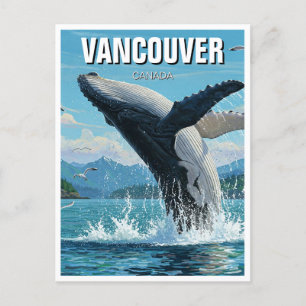 Vancouver Island Bultrug Whale Breaching Travel Briefkaart