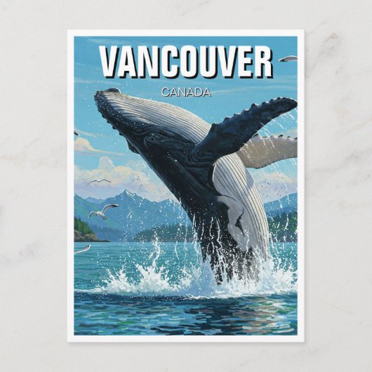 Vancouver Island Bultrug Whale Breaching Travel Briefkaart (Voorkant)