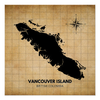 Vancouver Island  Kaart Eenvoudig Poster