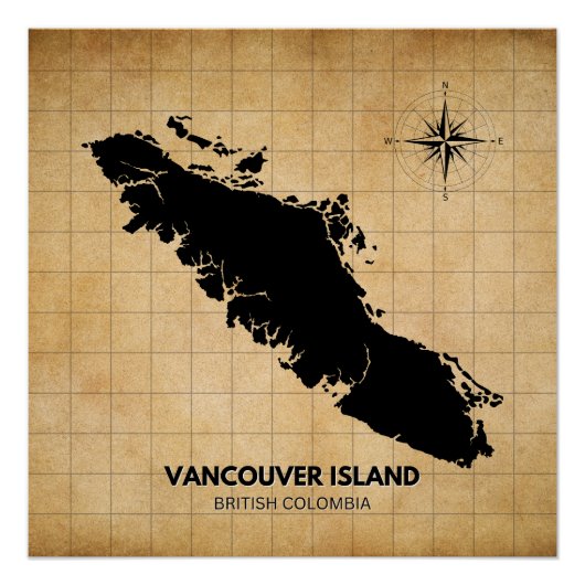 Vancouver Island  Kaart Eenvoudig Poster (Voorkant)