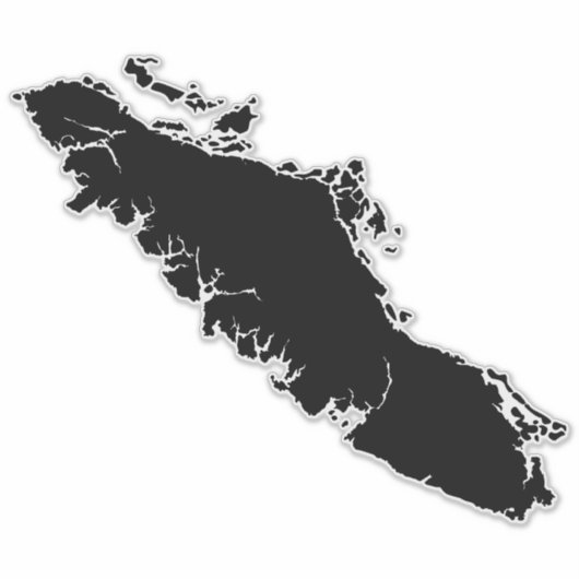 Vancouver Island kaart Gedetailleerde schets Sticker (Voorkant)