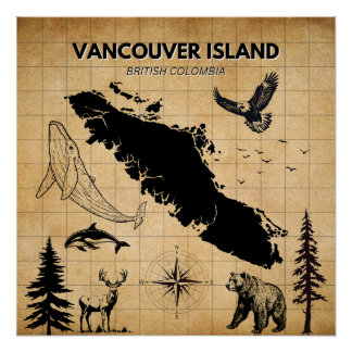 Vancouver Island  Kaart Poster