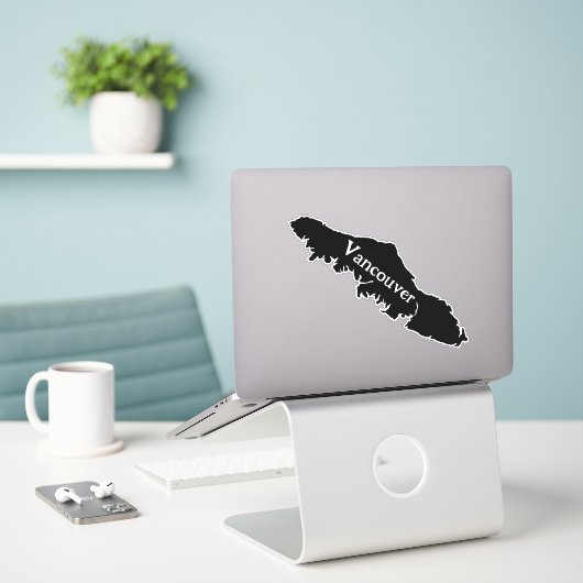 Vancouver Island Map Outline - tekst aanpassen Sticker (Laptop op bureau)