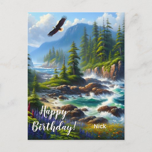 Vancouver Island Natuur Kunst Op Maat Happy Verjaa Briefkaart (Voorkant)