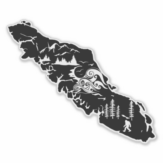 Vancouver Island Plaatsen West Coast Vinyl Sticker (Voorkant)