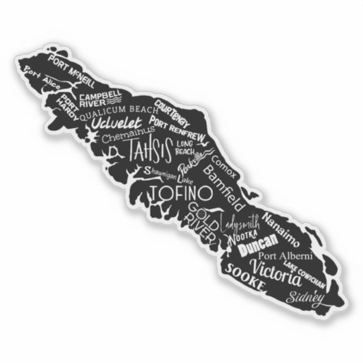 Vancouver Island Plaatsen West Coast Vinyl Sticker (Voorkant)