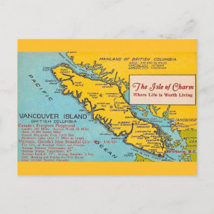 Vancouver Island Vintage Kaart Ansichtkaart