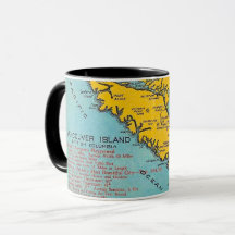 Vancouver Island Vintage Kaart Ansichtkaart Mok