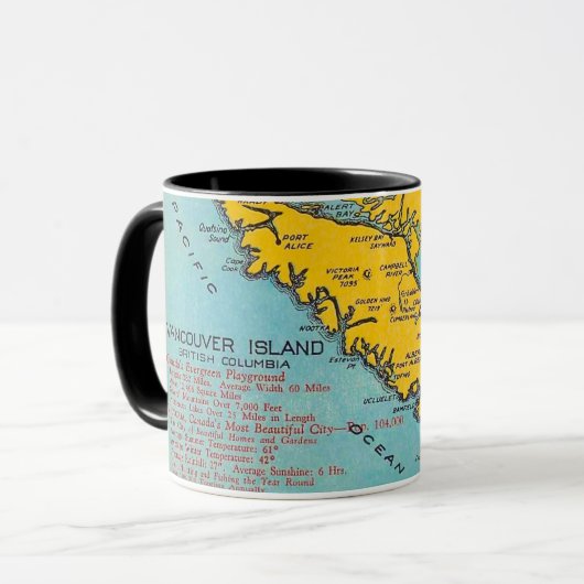 Vancouver Island Vintage Kaart Ansichtkaart Mok (Voorkant links)