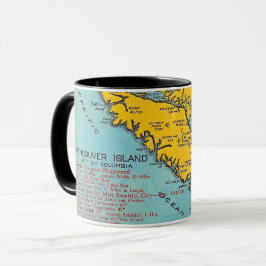 Vancouver Island  Vintage Map Postcard Mug Mok