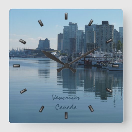 Vancouver-klok Aangepaste Vancouver-wandklok Vierkante Klok (Voorkant)