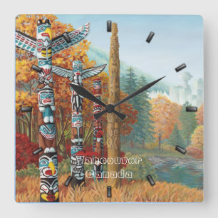 Vancouver-klok Aangepaste Vancouver-wandklok Vierkante Klok