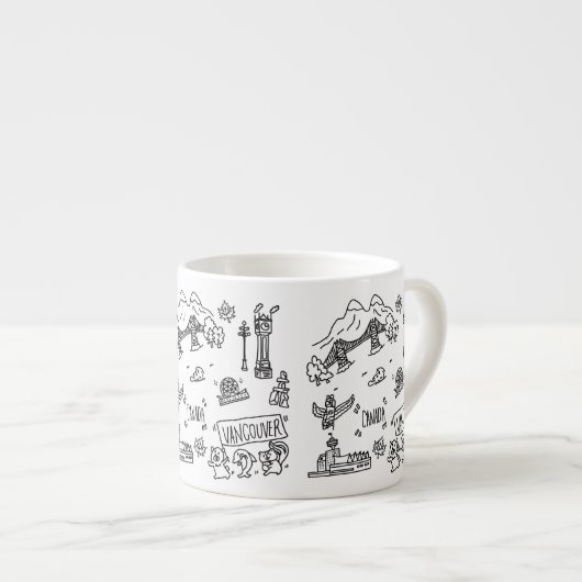 Vancouver koffie mok zwart-wit (Voorkant rechts)