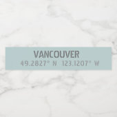 Vancouver Latitude Longitude Food Beverage Label Waterfles Etiket (Enkel label)