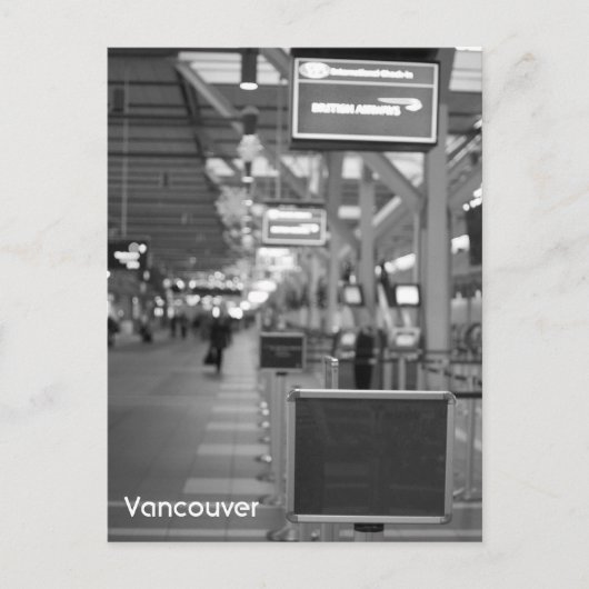 Vancouver - Lege luchthaven, zwart-wit Briefkaart (Voorkant)