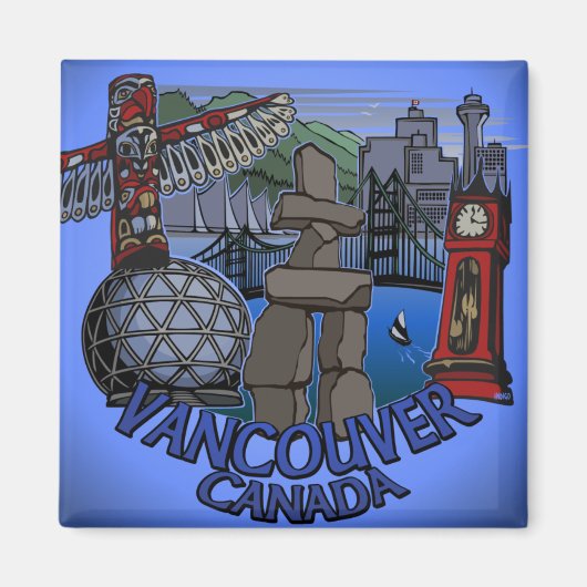 Vancouver Magneet BC Souvenir Landmark Art Gifts (Voorkant)