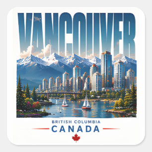 🏔 Vancouver Moderne Kuststad Stijl 🏔 Vierkante Sticker