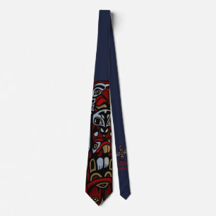 Vancouver Native Art Stropdassen Totem Pole Neckti