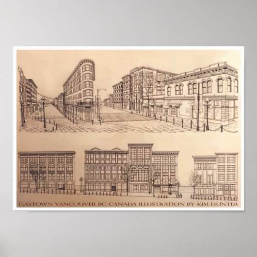 Vancouver Poster Gastown Souvenir Art Print (Voorkant)