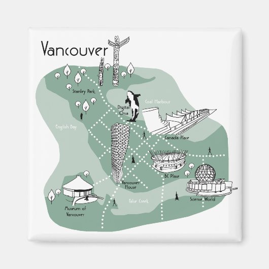 Vancouver Poster - groen Magneet (Voorkant)