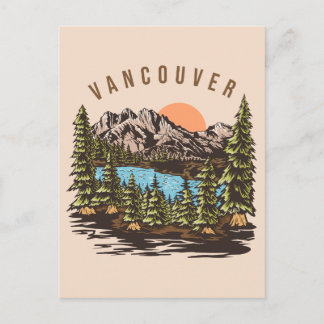 Vancouver Retro Landscape – Mountain Sunset Scene Briefkaart