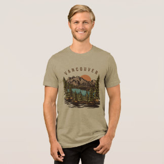 Vancouver Retro Landscape – Mountain Sunset Scene Tri-Blend Shirt