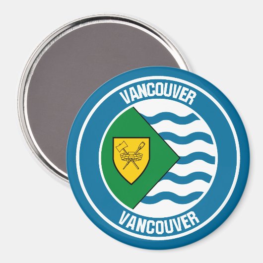 Vancouver Round Emblem Magneet (Voorkant / Achterkant)