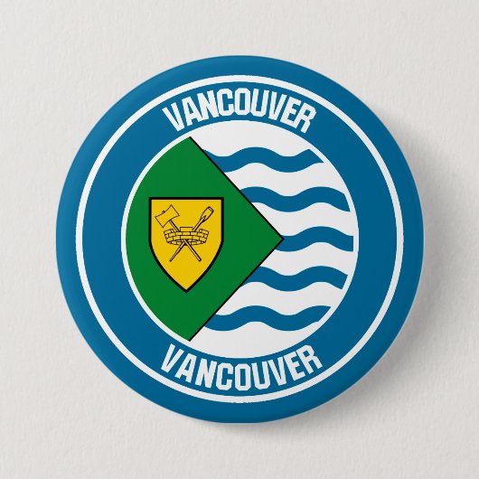 Vancouver Round Emblem Ronde Button 7,6 Cm (Voorkant)