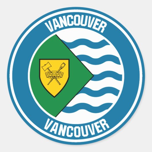 Vancouver Round Emblem Ronde Sticker (Voorkant)