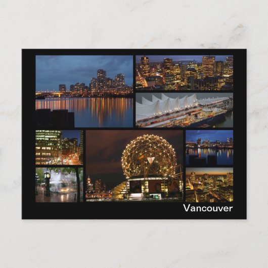 Vancouver 's nachts met meerdere afbeeldingen briefkaart (Voorkant)