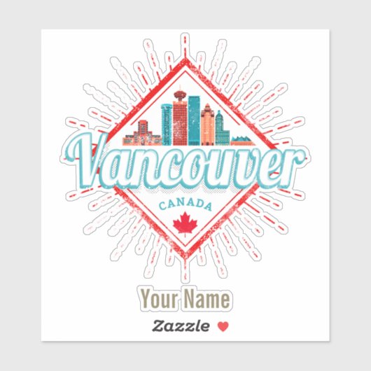 Vancouver Silhouet Brits-Columbia Retro Canada Sticker (Vel)