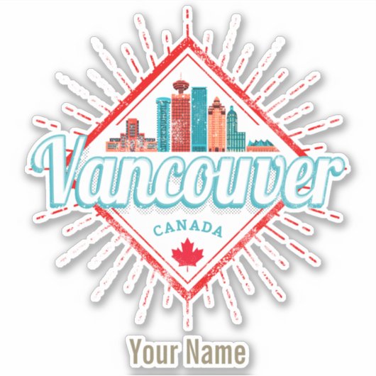 Vancouver Silhouet Brits-Columbia Retro Canada Sticker (Voorkant)