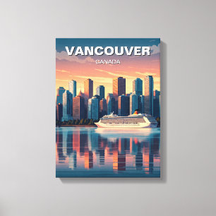 Vancouver Silhouette Canada Reizen Canvas Afdruk