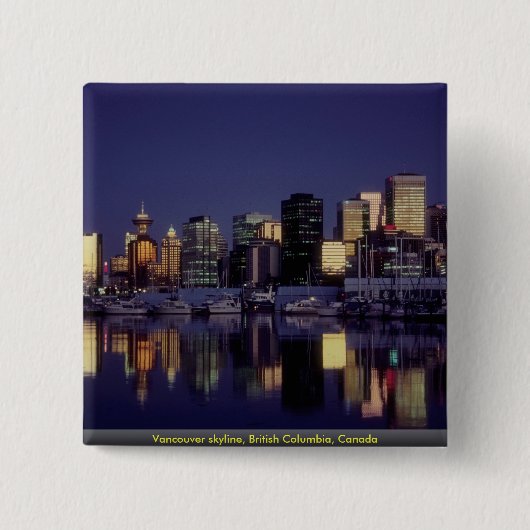 Vancouver skyline, British Columbia, Canada Vierkante Button 5,1 Cm (Voorkant)
