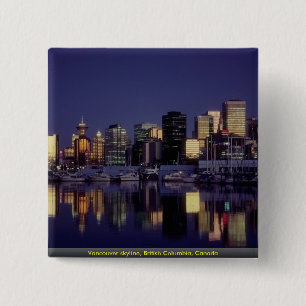 Vancouver skyline, British Columbia, Canada Vierkante Button 5,1 Cm
