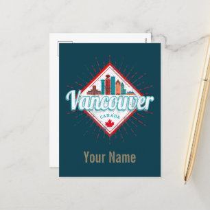 Vancouver Skyline British Columbia Retro Canada Feestdagenkaart